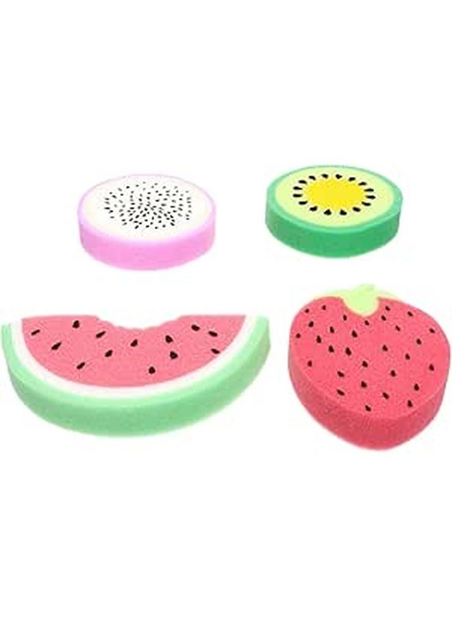 Fruit Shaped Bath Scrubbers Gentle Exfoliating Body Sponge Pads 4pcs Portable Bathing Tools Random Color - Image 1