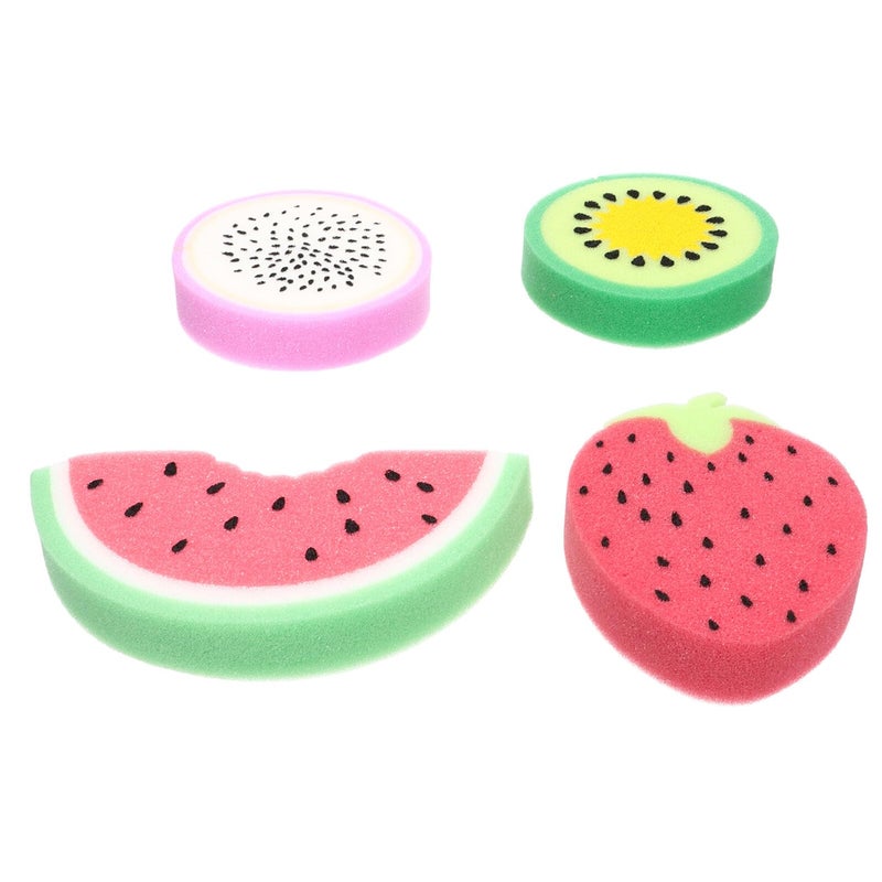 Fruit Shaped Bath Scrubbers Gentle Exfoliating Body Sponge Pads 4pcs Portable Bathing Tools Random Color - Image 2