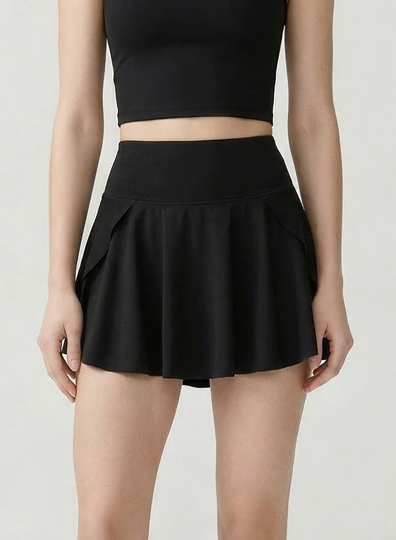 SVL Padel & Tennis Skirt with Built-in Shorts and Pocket - Black - SVL