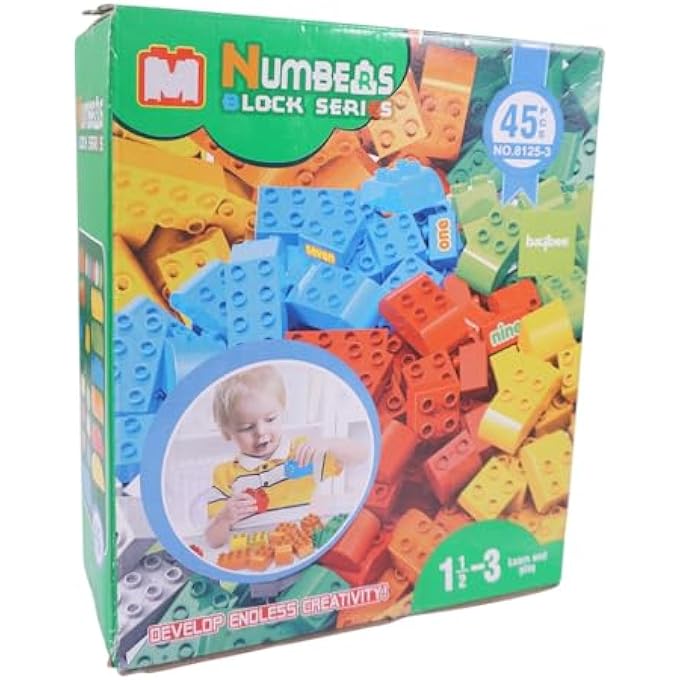 45 PCS STACKING NUMBERS BUILDING BLOCKS CONSTRUCTION SET FOR KIDS TOYS, ACTIVITY PLAYSET PUZZLE BLOCKS GAMES FOR KIDS - EDUCATIONAL LEARNING CONSTRUCTION TOYS FOR BOYS & GIRLS 2+ YEARS - Image 3