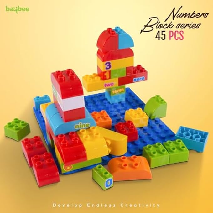 45 PCS STACKING NUMBERS BUILDING BLOCKS CONSTRUCTION SET FOR KIDS TOYS, ACTIVITY PLAYSET PUZZLE BLOCKS GAMES FOR KIDS - EDUCATIONAL LEARNING CONSTRUCTION TOYS FOR BOYS & GIRLS 2+ YEARS - Image 4