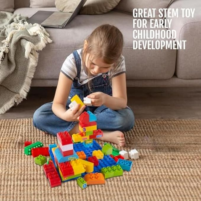45 PCS STACKING NUMBERS BUILDING BLOCKS CONSTRUCTION SET FOR KIDS TOYS, ACTIVITY PLAYSET PUZZLE BLOCKS GAMES FOR KIDS - EDUCATIONAL LEARNING CONSTRUCTION TOYS FOR BOYS & GIRLS 2+ YEARS - Image 5