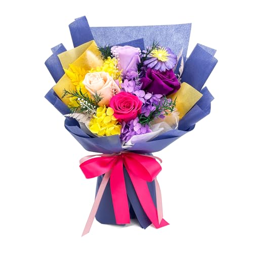 QOEAZY Flowers for Delivery, Preserved Flowers Bouquet with Gift Box, Rose Gifts for Women Mom Grandma - Image 1