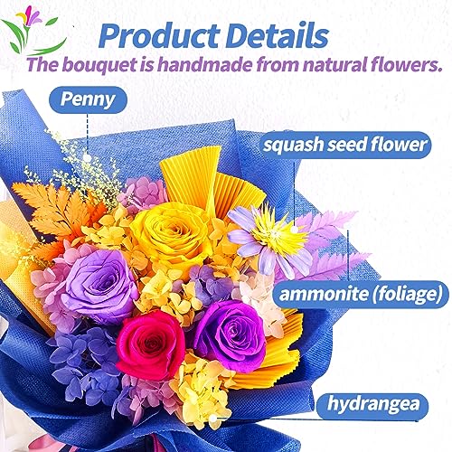 QOEAZY Flowers for Delivery, Preserved Flowers Bouquet with Gift Box, Rose Gifts for Women Mom Grandma - Image 5