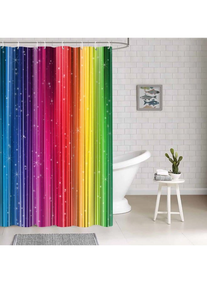NTETSN NEWTOO Art Home Decor Shower Curtain Set, Watercolor Rainbow Gradual Change Pattern Art, Fade-Resistant Fabric Set with Hooks, 48W X 72L Inches, DSNT021-48 - Image 4