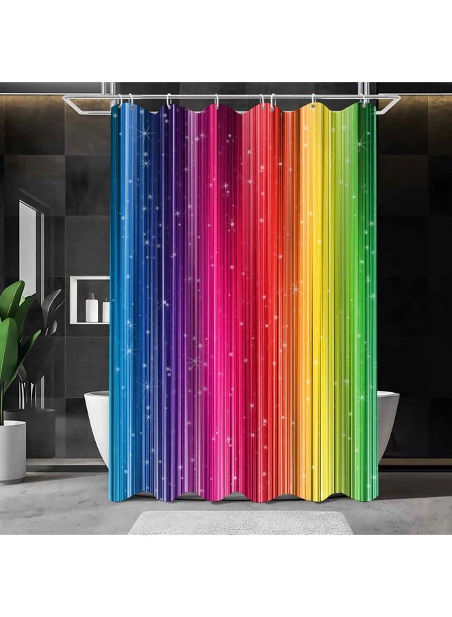 NTETSN NEWTOO Art Home Decor Shower Curtain Set, Watercolor Rainbow Gradual Change Pattern Art, Fade-Resistant Fabric Set with Hooks, 48W X 72L Inches, DSNT021-48 - Image 3