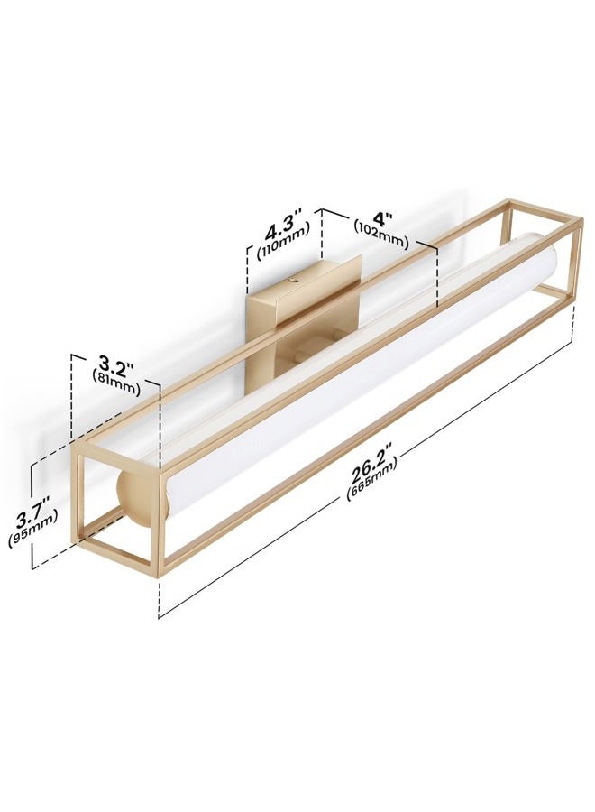 Lucalda 6000K Dimmable Bathroom Vanity Light, 26.2in Champagne Gold Bathroom Light Fixtures, 12W LED Lights Over Mirror, Acrylic Bar Champagne Bronze Vanity Light - Image 3