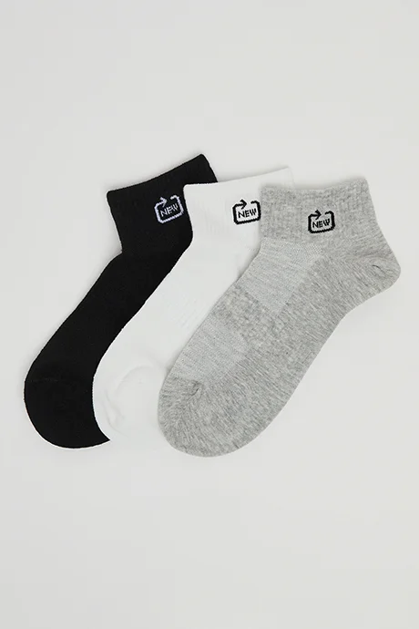 R&B 3 Pack Printed Ankle Socks