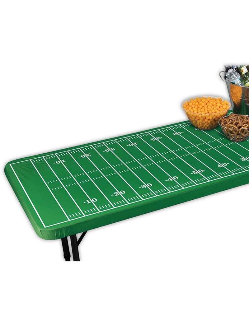 Amscan Football Field Table Cover with Elastic Edge 72 x 36 1 Pc Durable Vibrant Green Colors for Game Day Tailgate Parties