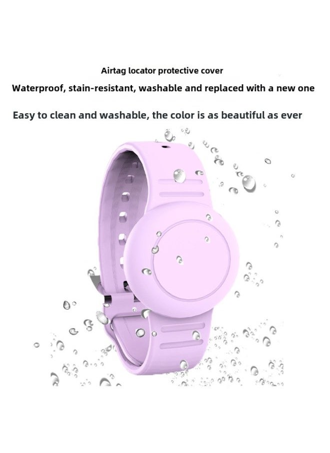 Generic - Suitable For Airtag Protective Case Apple Positioning Anti-loss Device Waterproof Strap Airtag Solid Color Children's Bracelet Wristband-Color:Mint Green+opp-Applicable Models:airtag - Image 1