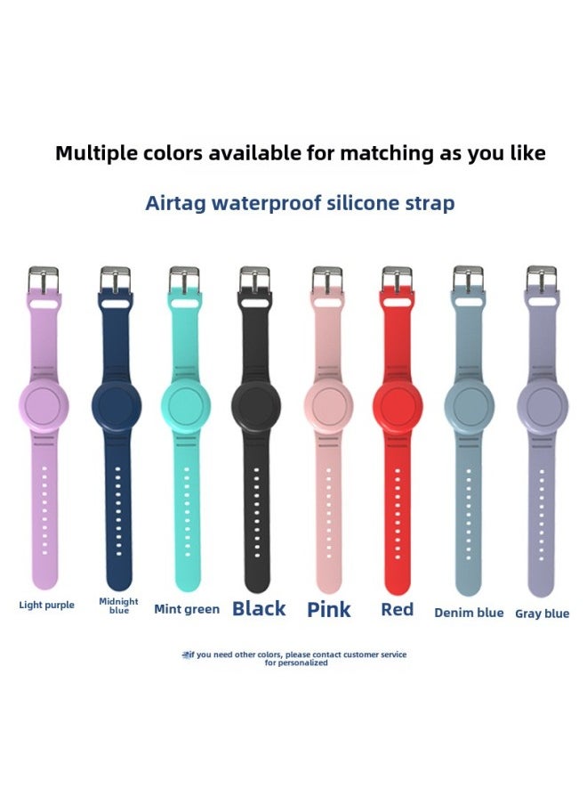 Generic - Suitable For Airtag Protective Case Apple Positioning Anti-loss Device Waterproof Strap Airtag Solid Color Children's Bracelet Wristband-Color:Mint Green+opp-Applicable Models:airtag - Image 1