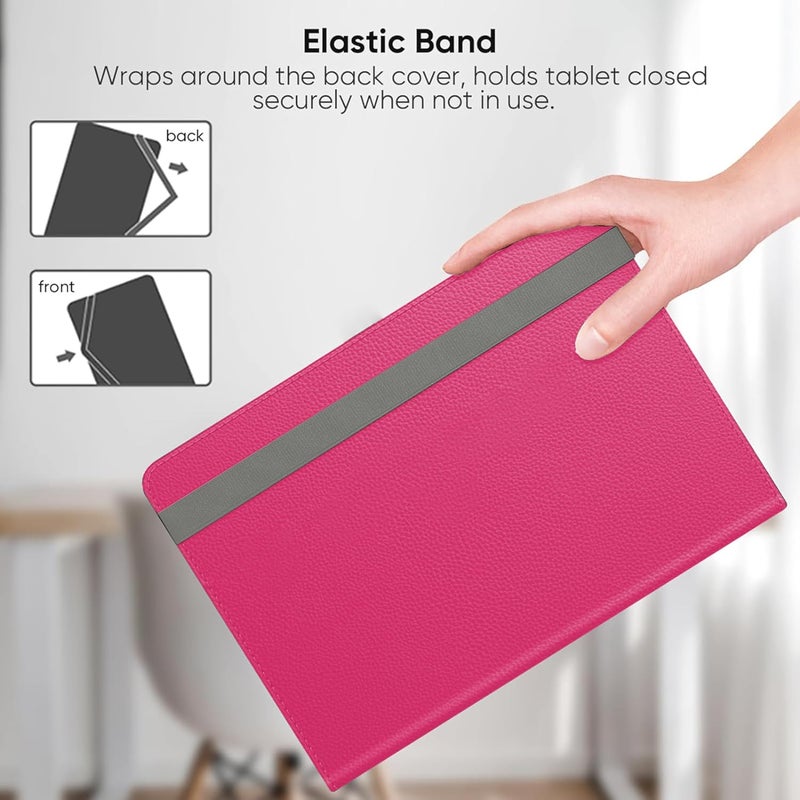 EKAM Universal Stand Folio Case Cover for All 8" Tablets (Fire HD 8, Lenovo Tab M8 8 inch, iPad Mini 5/4/3/2/1,iPad mini 6), PU Leather case Fit for all 8inch tablets (Pink) - Image 4