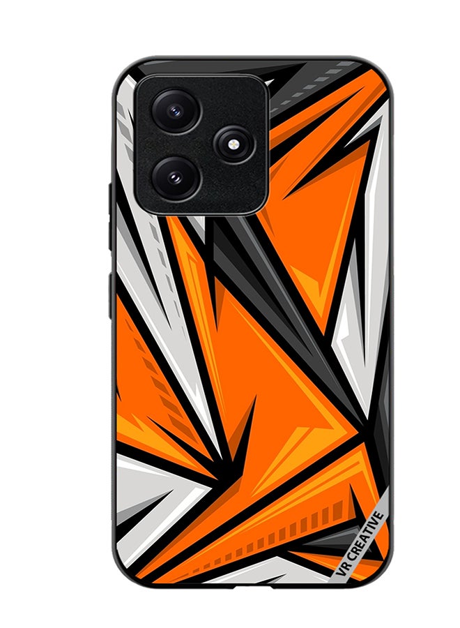 VR CREATIVE Protective Case Cover For Xiaomi Poco M6 Pro 5G Texture Sports Racing Style Orange Color Design Multicolour - Image 1