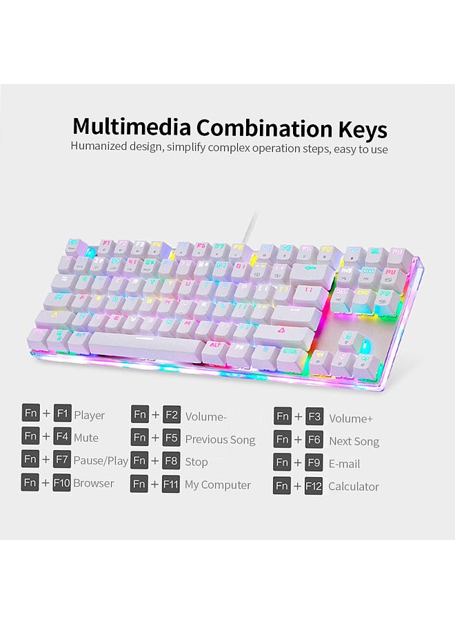 Motospeed - K87S Mechanical Keyboard Gaming Keyboard USB Wired Gaming Keyboard Customized LED RGB Backlit with 87 Keys - Image 1