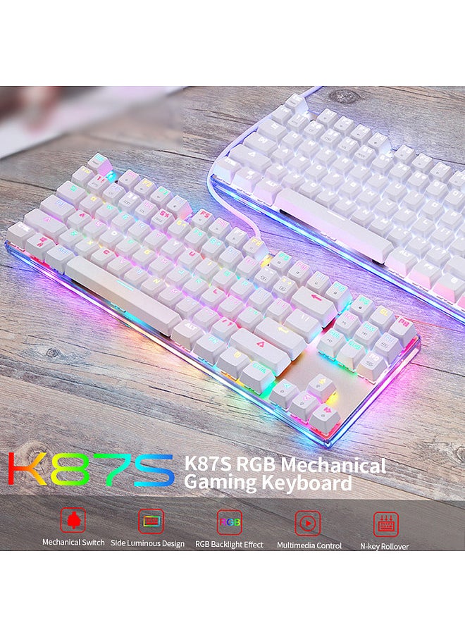 Motospeed - K87S Mechanical Keyboard Gaming Keyboard USB Wired Gaming Keyboard Customized LED RGB Backlit with 87 Keys - Image 1