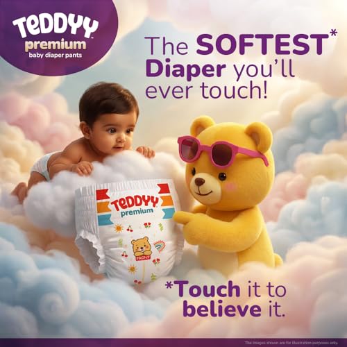 Teddyy Premium Baby Diaper M size, Pant Style | Medium (7-12 kg), 36 Pants | Butter Soft Feel | Anti-Rash with Aloe Vera & 12 Hours Dryness Lock - Image 2