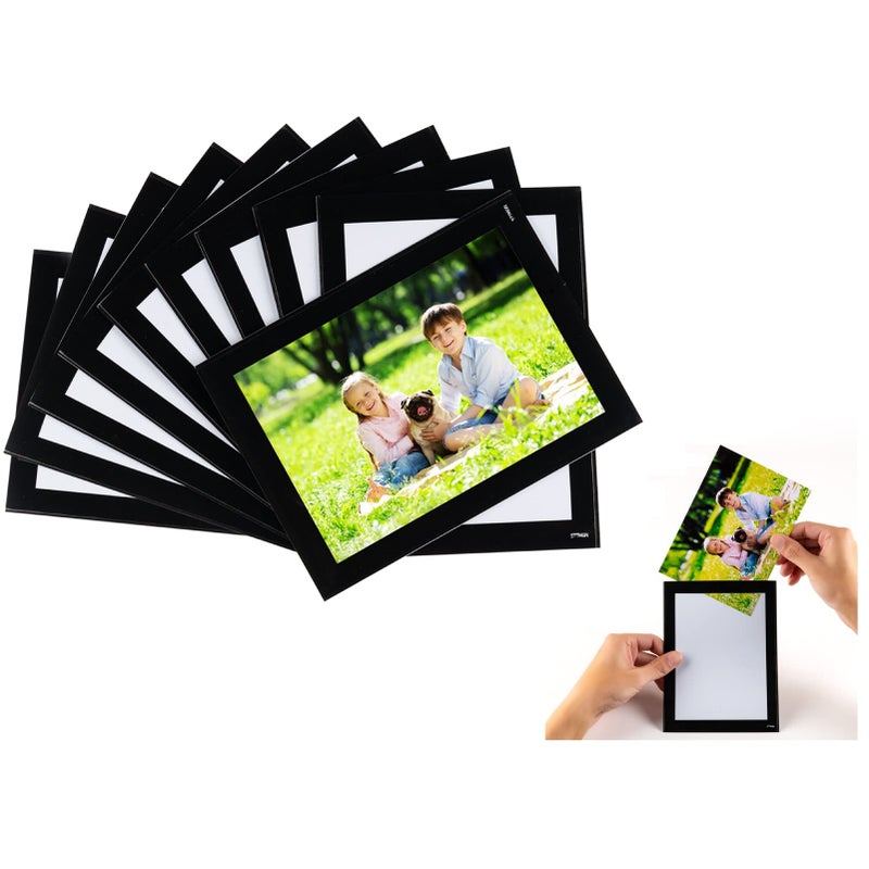 STTMGN Magnetic Picture Frames with Black Border(4"X6",10 Pack),Magnet Photo Frame Pockets/Postcard Holder,Decorations for home/office/school/Classroom/party - Image 1
