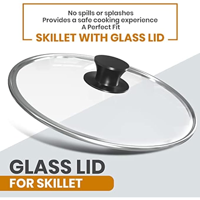 يوتوبيا كيتشين مقلاة حديد زهر مسبقة التتبيل مقاس 8 بوصات مع غطاء مقلاة حديد زهر آمنة للشواء للاستخدام الداخلي والخارجي - Image 2