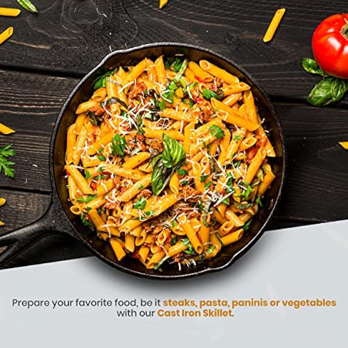 يوتوبيا كيتشين مقلاة حديد زهر مسبقة التتبيل مقاس 8 بوصات مع غطاء مقلاة حديد زهر آمنة للشواء للاستخدام الداخلي والخارجي - Image 4