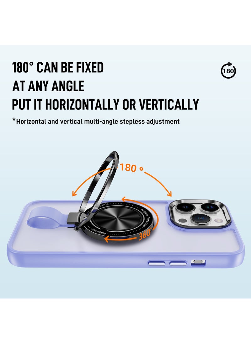 Rock Pow For iPhone 15 Pro Max Magnetic Ring Case [Compatible with MagSafe Charging] 360° Rotatable Grip Holder Kickstand Slim fit Non-Slip Shockproof Phone Case for iPhone 15 Pro Max 6.7'' - Image 4