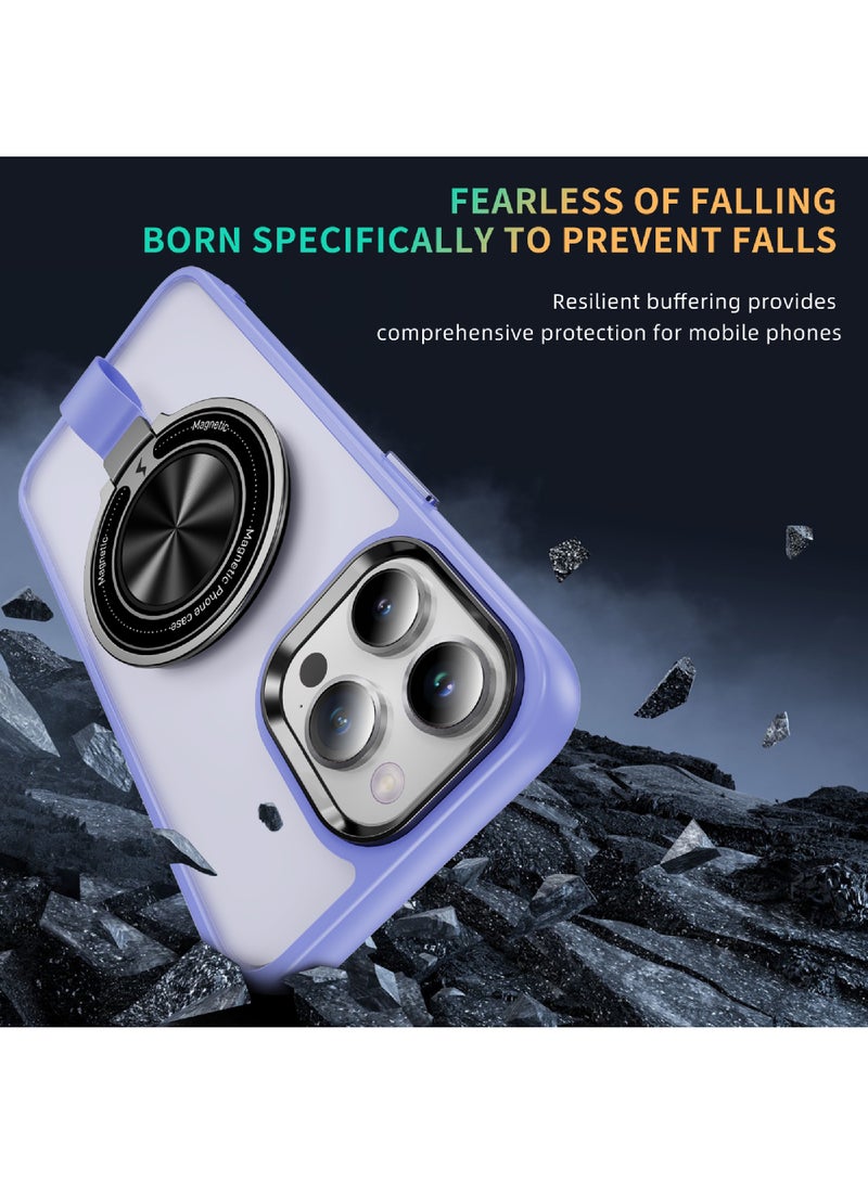 Rock Pow For iPhone 15 Pro Max Magnetic Ring Case [Compatible with MagSafe Charging] 360° Rotatable Grip Holder Kickstand Slim fit Non-Slip Shockproof Phone Case for iPhone 15 Pro Max 6.7'' - Image 2