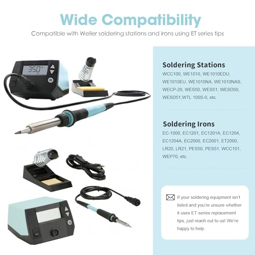 HANGLIFE ET Soldering Iron Tips for Weller WE1010NA WE1010EDU WES51/50 WESD51 WCC101 PES51/50 WEP70 LR21 and More Soldering Stations/Irons – Replacement Solder Tips for Weller Welding Equipment - Image 5