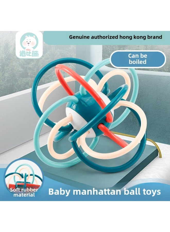 Baby Toys Can Bite 0 Puzzle Early Education Newborn Baby 8 Grasp 3 Months 6 Manhattan Ball Hand Catch The Ball Can Be Boiled-Color:2-piece Venetian Ball Medium + Color Soft Rubber Ball Random Color - Image 2