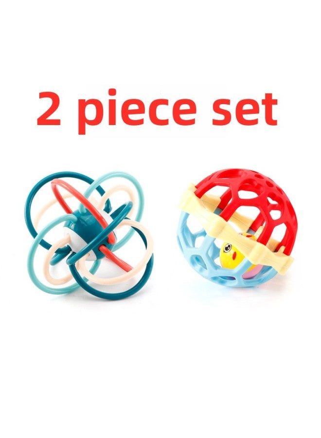Baby Toys Can Bite 0 Puzzle Early Education Newborn Baby 8 Grasp 3 Months 6 Manhattan Ball Hand Catch The Ball Can Be Boiled-Color:2-piece Venetian Ball Medium + Color Soft Rubber Ball Random Color - Image 1