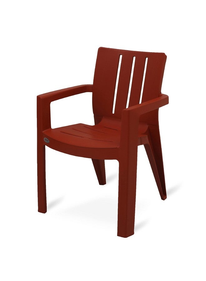 Supreme chairs Supreme chairs Kent Mid Back Modern Plastic Chair with Arm for Living Room, Dining Room, Garden and Office, Weight Bearing Capacity- 200kg (Color: Almond Red | Set of 2) - Image 2