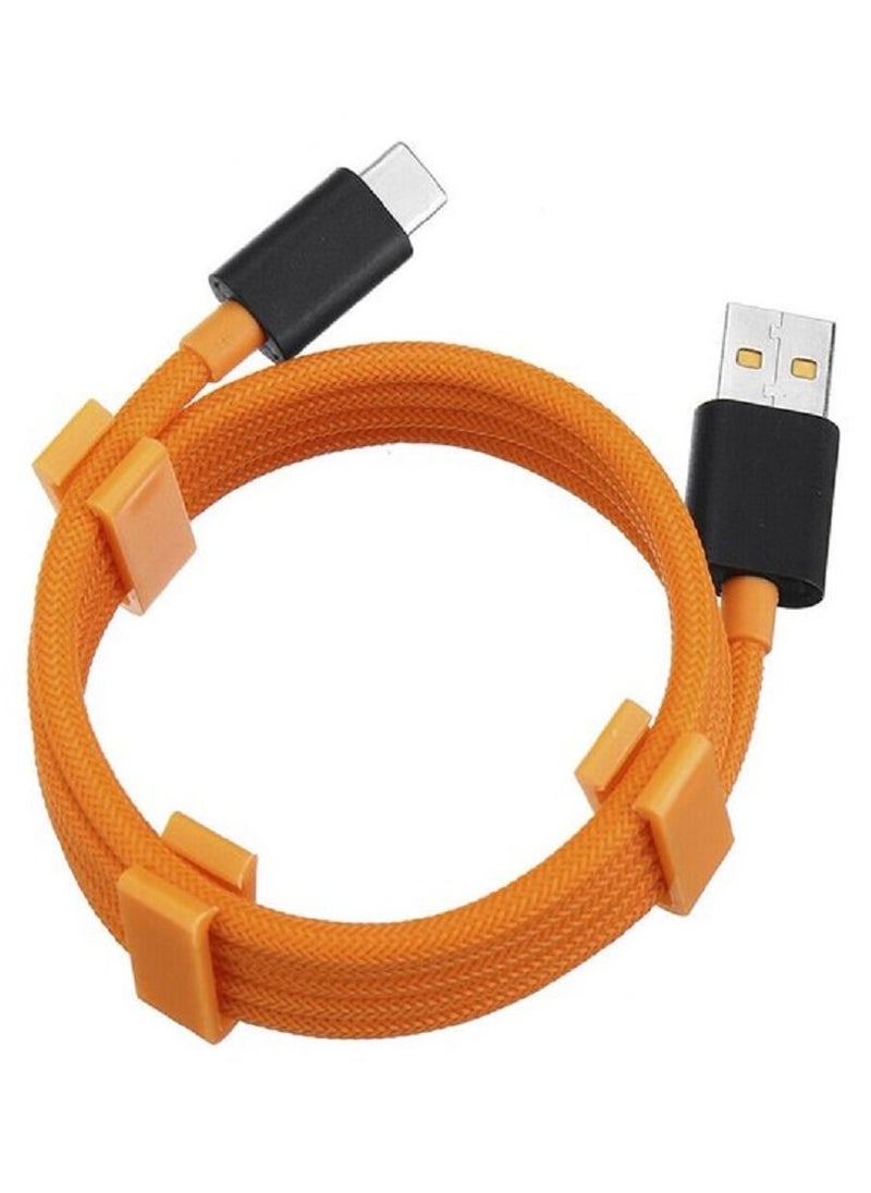 CATANES - USB Type-C Cable Fast Charge 30W Tangle-Free Nylon Braided 1meter for OnePlus 8/8 Pro/8T/Nord/7/7 Pro/7T/6/6T/6T McLaren Orange/Black - Image 1