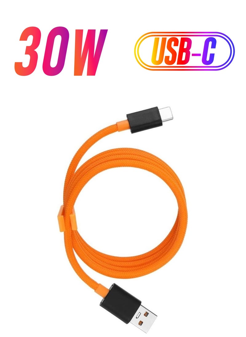 CATANES - USB Type-C Cable Fast Charge 30W Tangle-Free Nylon Braided 1meter for OnePlus 8/8 Pro/8T/Nord/7/7 Pro/7T/6/6T/6T McLaren Orange/Black - Image 1