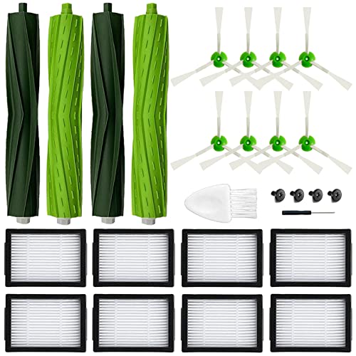 Bvhonwe 18 Pack Roomba Replacement Parts for iRobot Roomba i7 i7+ i3 i3+ i4 J7J7+/Plus i6 i6+ i5+j5+ i8 +/Plus E5 E6 E7 I & E & J Series Vacuum Cleaner, 2 Set of Roller Brush & 8 Filters & 8 Side Brushes - Image 1