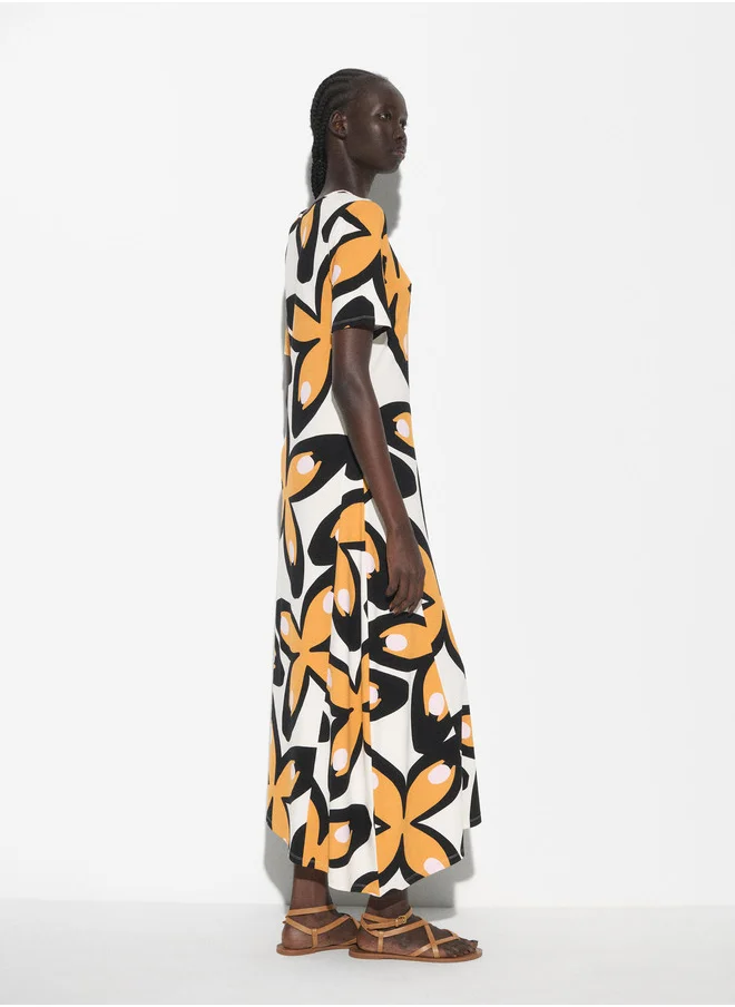 PARFOIS Printed Asymmetrical Long Dress