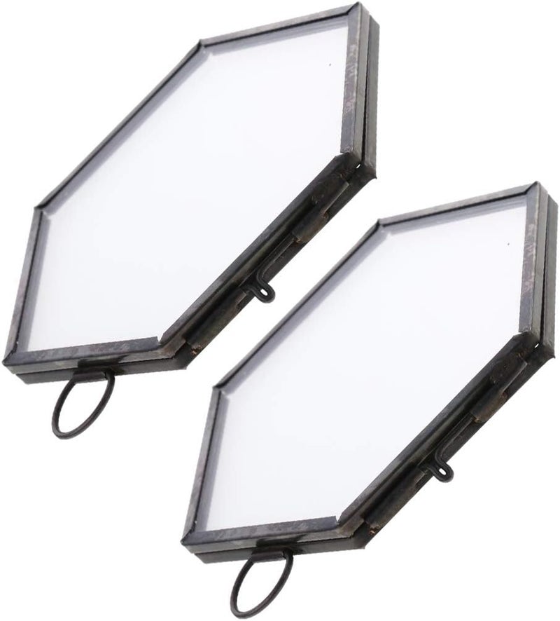 klarako 2Pcs Modern Desk Glass ing for Displaying Artwork Certificate Picture Pressed Item Flower, Black, as described - Image 1