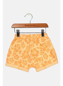 Toddlers Girl Floral Print Pull On Shorts, Orange