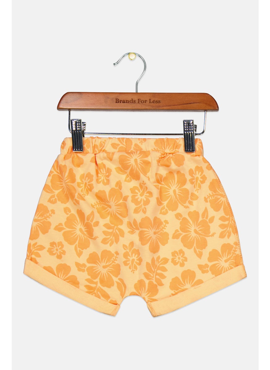 Cotton On Kids - Toddlers Girl Floral Print Pull On Shorts, Orange - Image 1