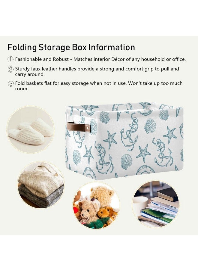 Wamika Coastal Anchor Nautical Theme Storage Basket Fabric Laundry Baskets Starfish Summer Beach Storage Boxes Organizer Bag for Baby Cloth Dog Toy Book Storage Cubes Shelf Closet Bins 16x12x8 Inches - Image 5