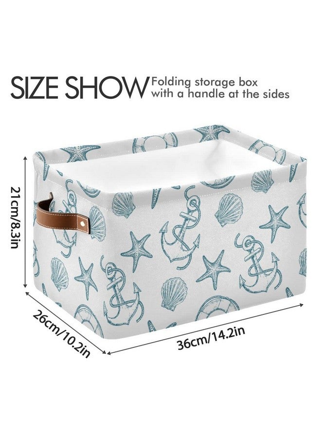Wamika Coastal Anchor Nautical Theme Storage Basket Fabric Laundry Baskets Starfish Summer Beach Storage Boxes Organizer Bag for Baby Cloth Dog Toy Book Storage Cubes Shelf Closet Bins 16x12x8 Inches - Image 4