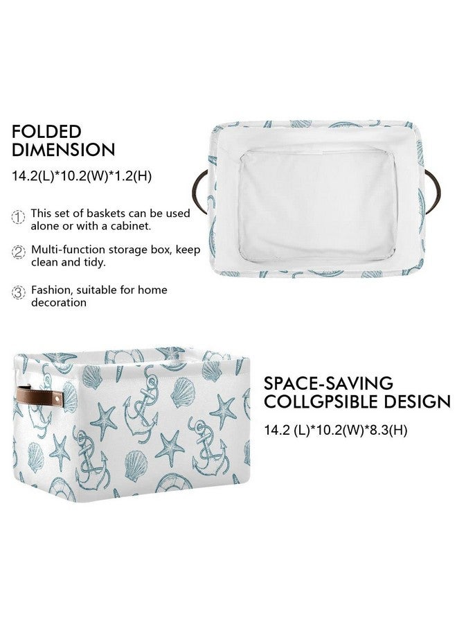 Wamika Coastal Anchor Nautical Theme Storage Basket Fabric Laundry Baskets Starfish Summer Beach Storage Boxes Organizer Bag for Baby Cloth Dog Toy Book Storage Cubes Shelf Closet Bins 16x12x8 Inches - Image 3