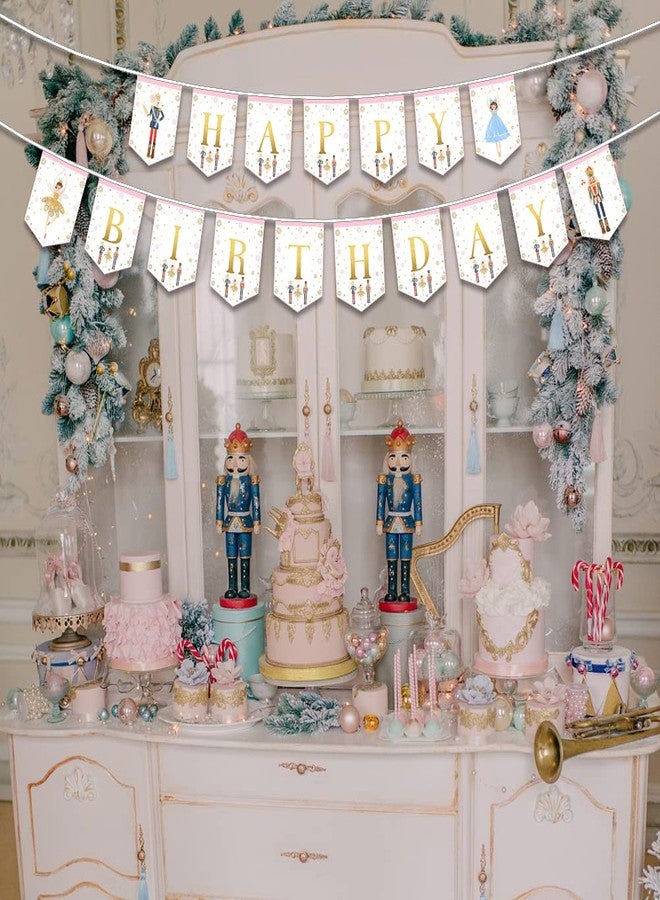 WLWLGLUCK Nutcracker Birthday Banner for Kids and Adults, Party Supplies Decorations for Winter Birthday and Ballet, Mouse King and Ballerina Bunting Garland Fabric - Image 3