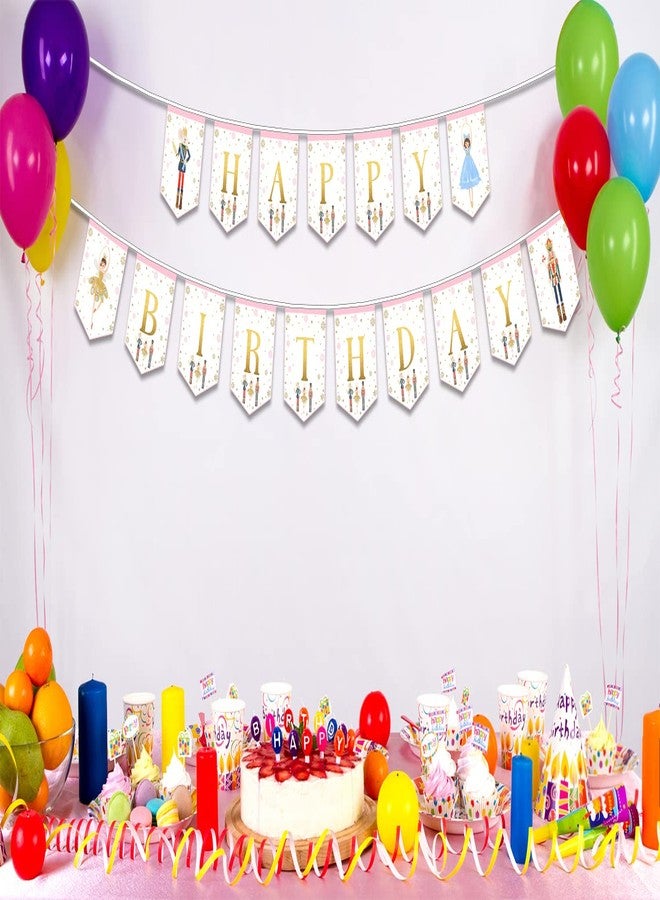 WLWLGLUCK Nutcracker Birthday Banner for Kids and Adults, Party Supplies Decorations for Winter Birthday and Ballet, Mouse King and Ballerina Bunting Garland Fabric - Image 5