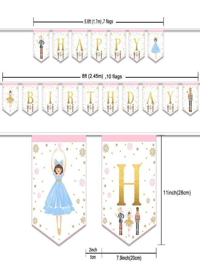 WLWLGLUCK Nutcracker Birthday Banner for Kids and Adults, Party Supplies Decorations for Winter Birthday and Ballet, Mouse King and Ballerina Bunting Garland Fabric - Image 4