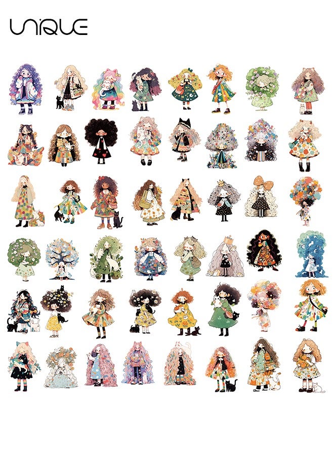 Unique 50Pcs Cartoon Doodle Girl Stickers, Vinyl Waterproof Stickers for Water Bottles Laptop Phone Computer Guitar, Gifts for Teens, Girls, Fans - Image 2