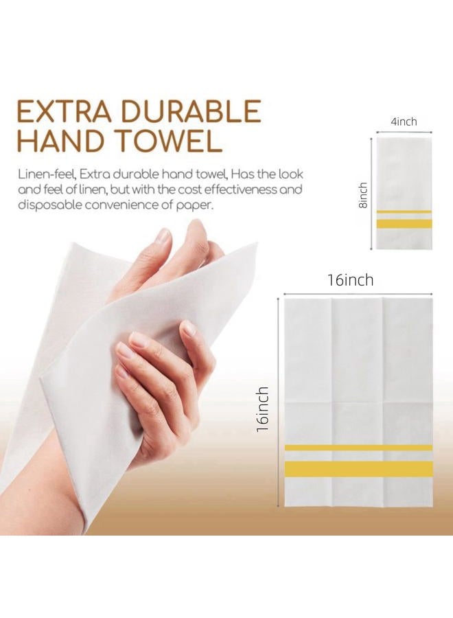 SUZZYVINE Disposable Golden Dinner Napkins with Built-in Flatware Pocket,Cloth Like Lunch Napkins For Wedding Party Linen Feel, 50 PCS 16" x 16" - Image 2