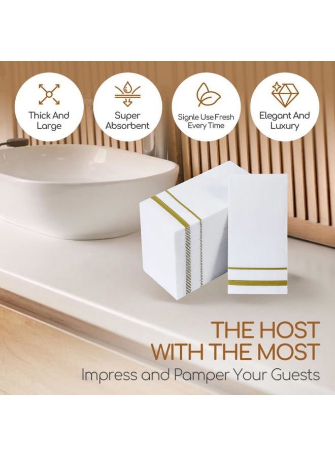 SUZZYVINE Disposable Golden Dinner Napkins with Built-in Flatware Pocket,Cloth Like Lunch Napkins For Wedding Party Linen Feel, 50 PCS 16" x 16" - Image 5