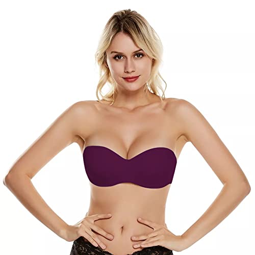 PLUMBURY Women's Synthetic Lightly Padded Wired Push-Up Multiway Bra, Wine, Size 34A - Image 2