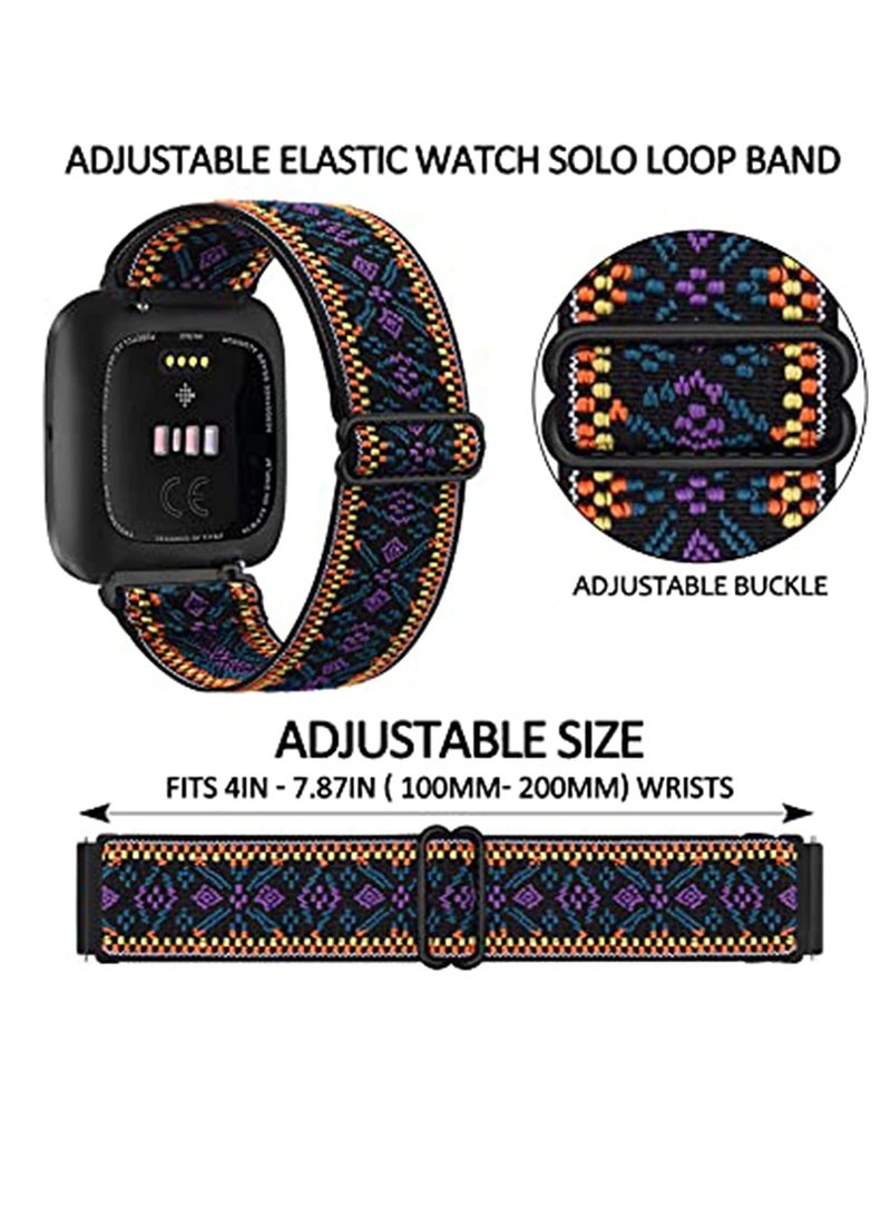 SYOSI - Watch Bands of Adjustable Elastic Compatible for Fitbit Versa 12 Special Edition Soft Stretchy Loop Bracelet Women Men Replacement Wristbands for Fitbit Versa 12 Smart Watch 3 Pack - Image 1