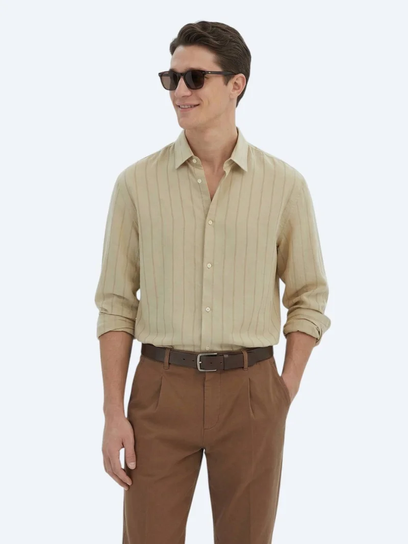 Kip Lemon Mold Oversize Fit Long Weaving Casual Shirt