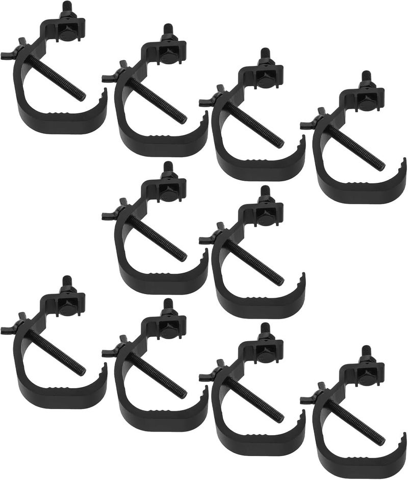 LIFKOME 10pcs Stage Lighting Clamps Black Metal Light Hooks for 30-52mm Truss Tubes, Heavy Duty Bar Light Clamps for Dj Moving Head Lamp, Stage Lighting Equipment Accessories - Image 1