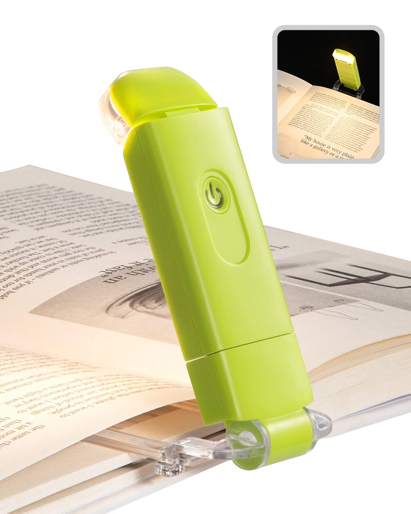 DEWENWILS USB Rechargeable Book Reading Light with Clip, LED Clip on Book Light for Reading at Night, Flexible Booklight for Kids, Warm White, Brightness Adjustable for Eye Protection (Green) - Image 1